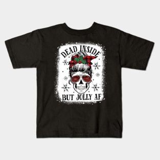 Dead Inside But Jolly AF Skeleton Skull Christmas Kids T-Shirt